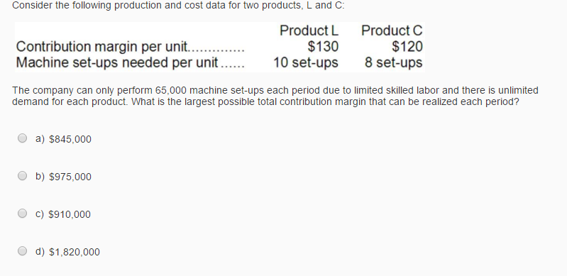  Please show work Consider the following production and cost data for