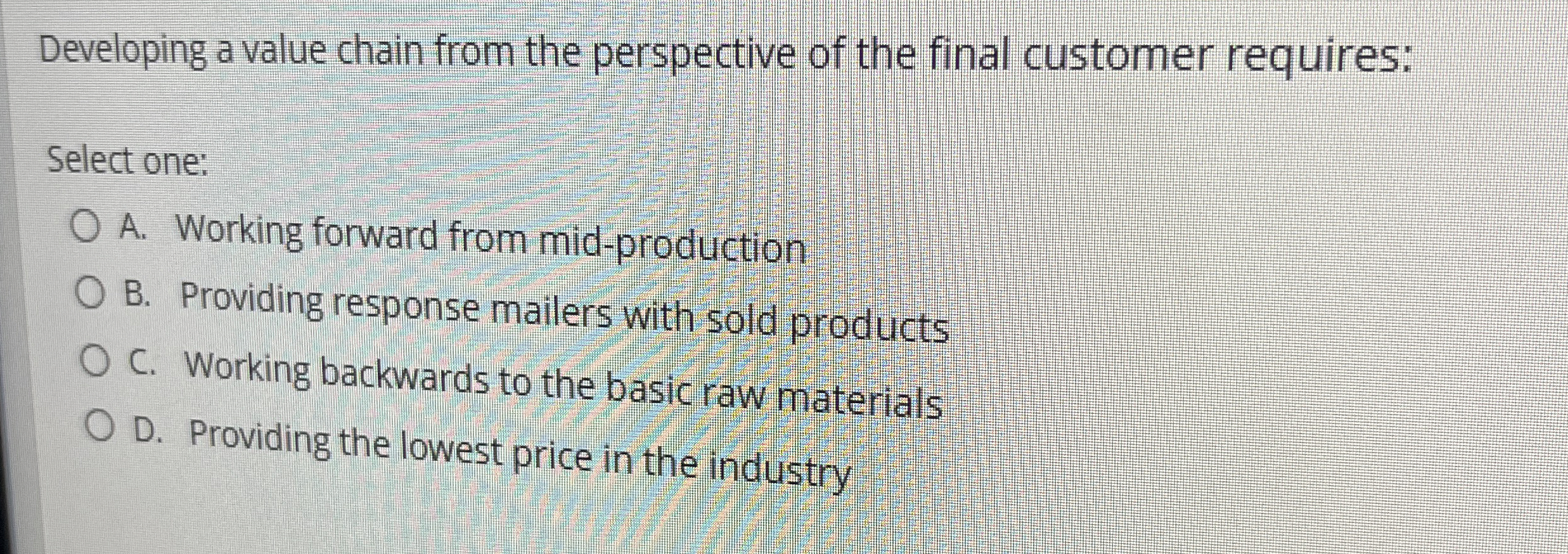  Developing a value chain from the perspective of the final customer