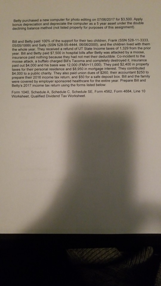SE, Form 4562 and From 4684. Help, please. In 2017, Bill B.