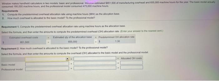  Winslow maken handheld calculators in two models: basic and professional Winslow