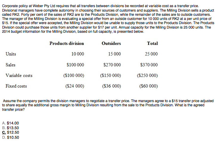 Please explain how to get this answer. Corporate policy at Weber