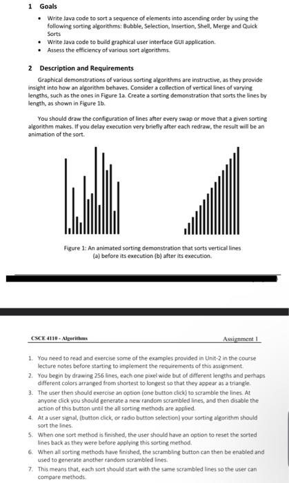in Java 1 Goals - Write lava code to sort a sequence