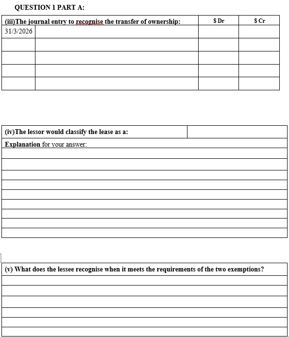 provided with the following lease details: Lessee 1 April 2019 7 years