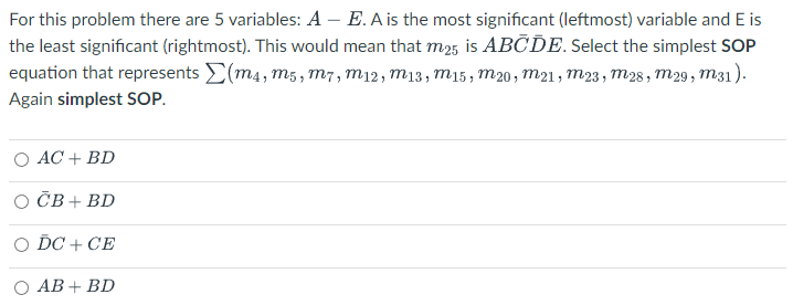  For this problem there are 5 variables: AE.A is the most