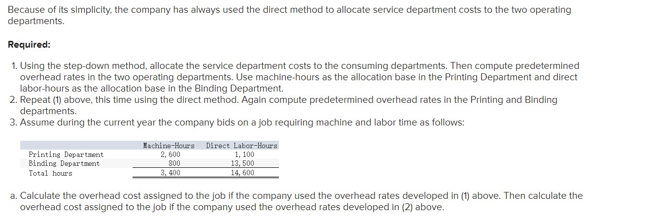consuming departments. Then compute predetermined overhead rates in the two operating departments.