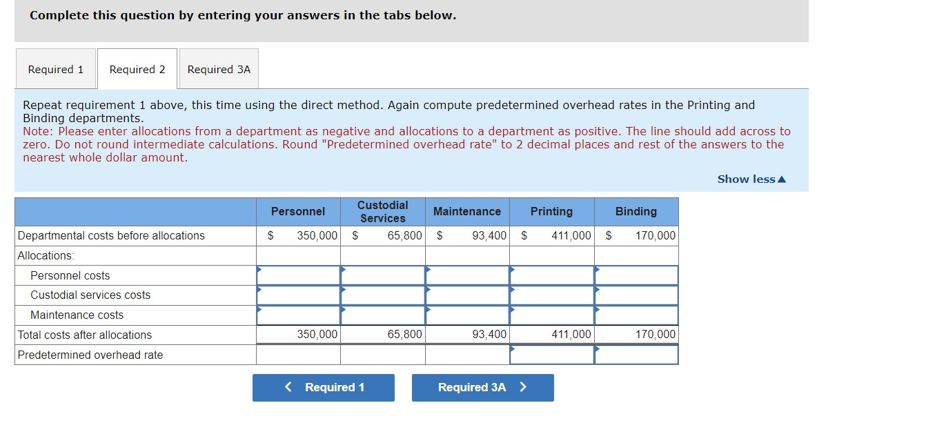 laborhours as the allocation base in the Binding Department. Note: Please enter