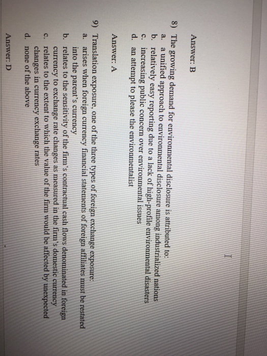  Are they correct? Can you explain them? Answer: B 8) The