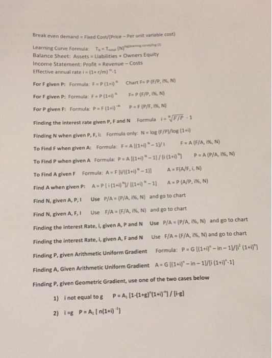  Engineering Economy Solve this using the formula sheet pls Write full