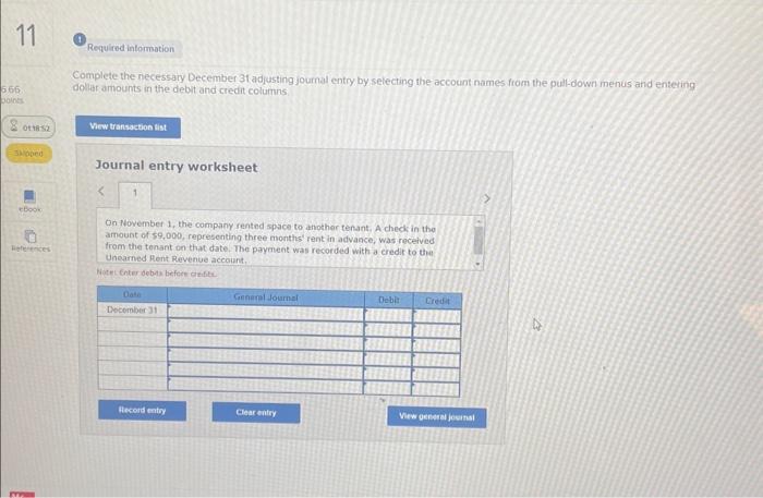  Complete the necessary December 31 adjusting journal entry by selecting the