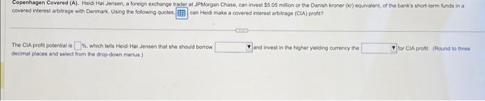  covered interest arbitrage with Denmark Using the following quotes. can Heid