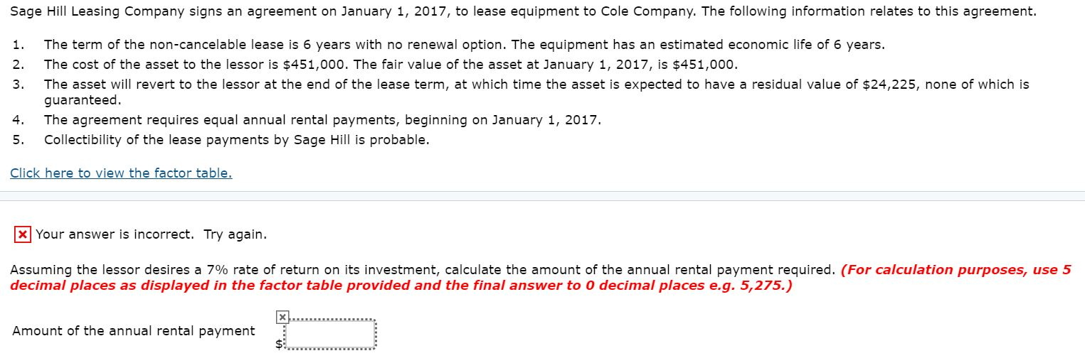 Please include working notes for calculations, thank you! Sage Hill Leasing Company