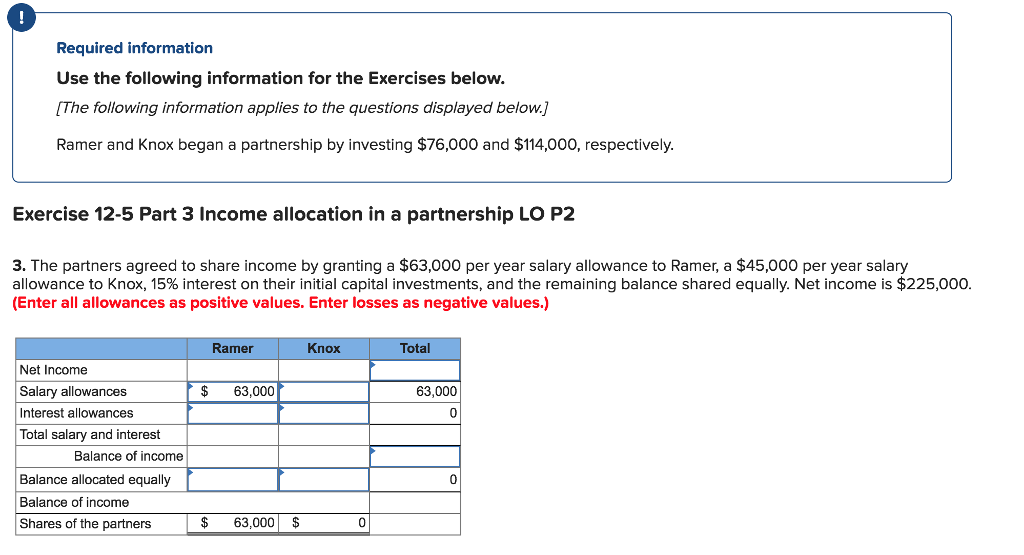  Required information Use the following information for the Exercises below. [The