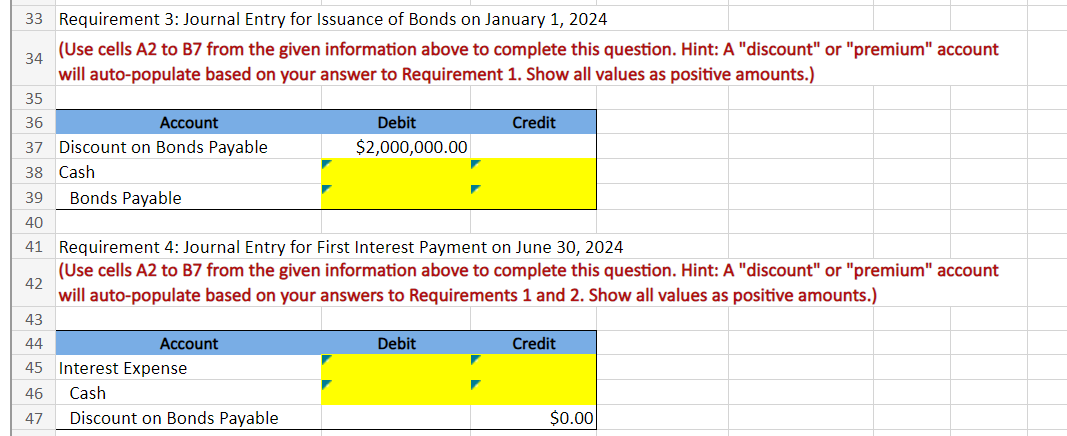 2024, a company issues bonds. Details of the bond issue are provided