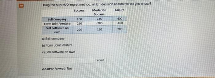 chose? Success Failure Moderate Success 90 140 300 200 230 200 Sell