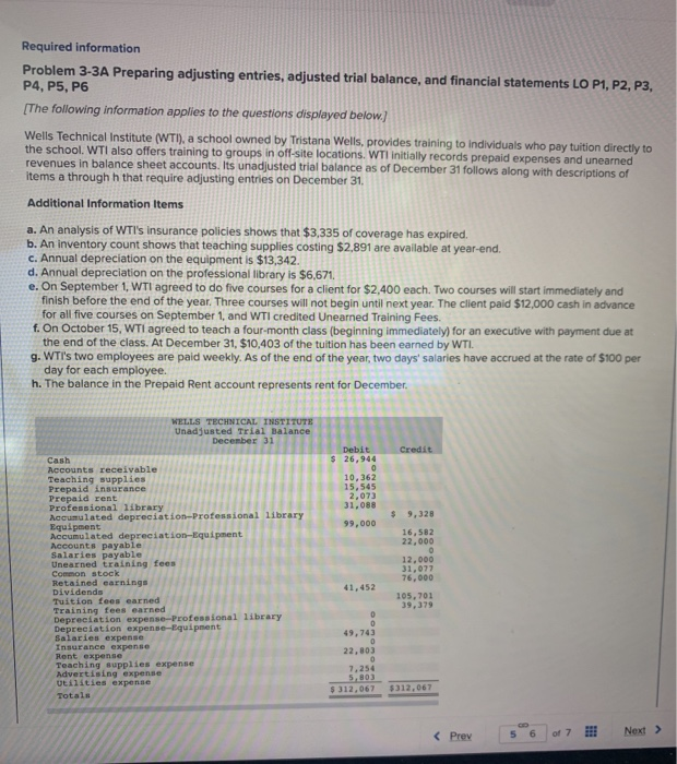  Required information Problem 3-3A Preparing adjusting entries, adjusted trial balance, and