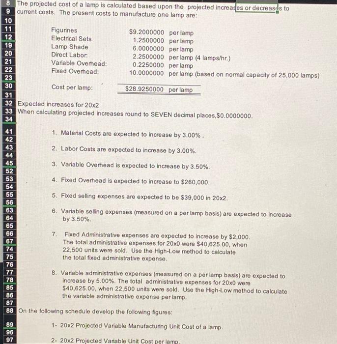 requested that you prepare an analysis based on the following assumptions Note: