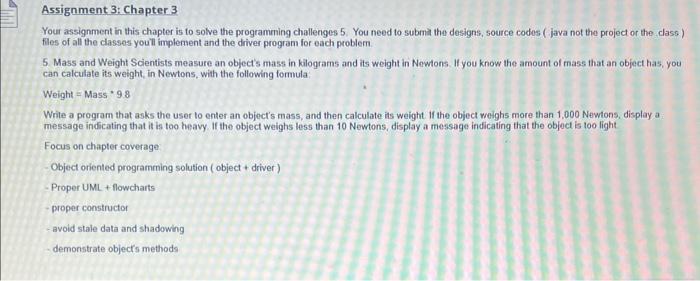 code in Java please. Thanks :) ! Your assignment in this chapter