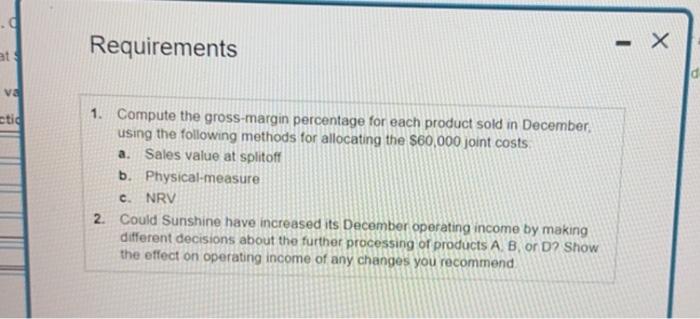 please complete ALL requirements for part 1,2 Requirements 1. Compute the gross-margin