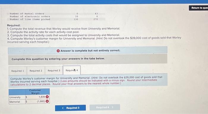 and Memorial. 4. Compute Worley's customer margin for University and Memorial. (Hint.