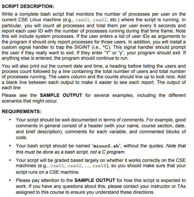  SCRIPT DESCRIPTION: Write a complete bash script that monitors the number