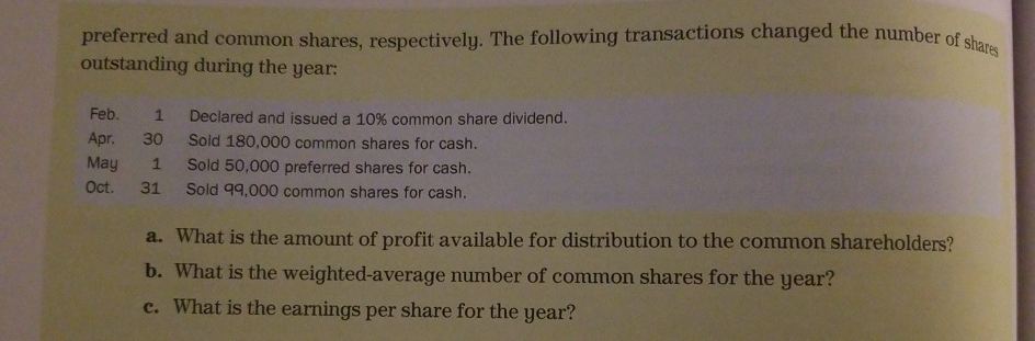 earnings per share LO3 eXce CHECK FIGURE: b. Weighted-average outstanding shares 433,500