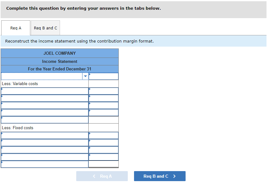 Cost of goods sold - Depreciation expense - Sales commissions - Sales