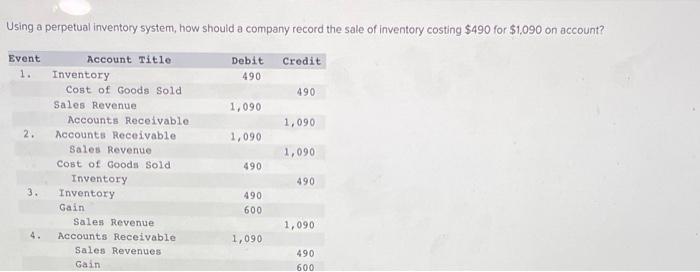 Using a perpetual inventory system, how should a company record the