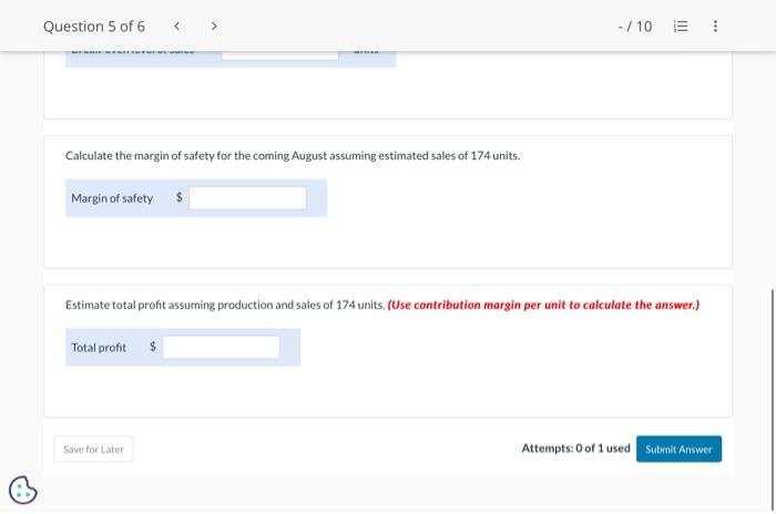 for the past 12 months are as follows: Use the high-low method