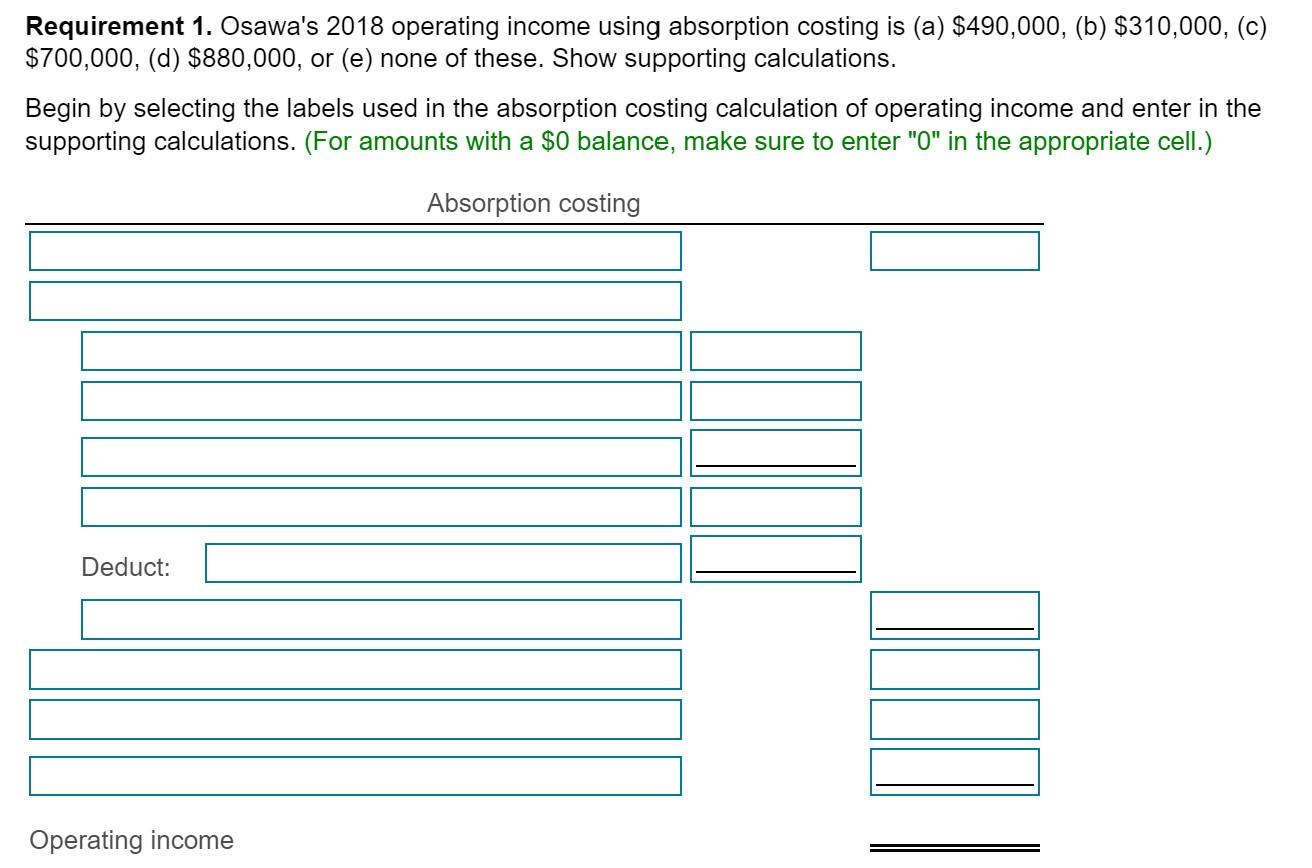 new post for requirement 2, please answer that too :) Osawa Inc.
