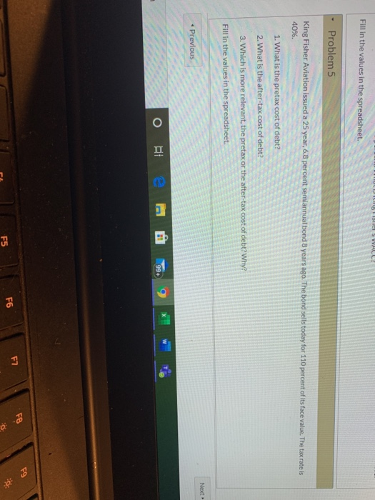  WA Fill in the values in the spreadsheet. Problem 5 King