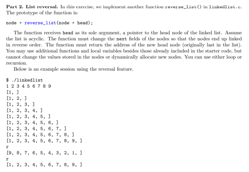 Implement the bolded prototype reversal function of the given c source