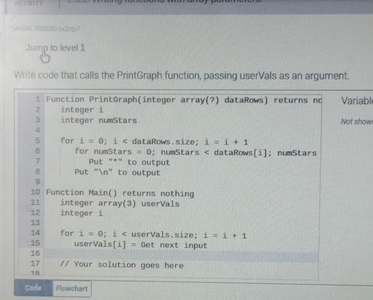  Jump to level 1 Write code that calls the PrintGraph function,