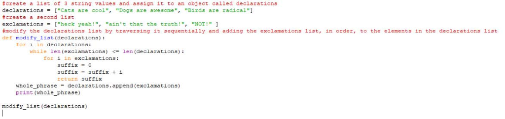 I have to "create your own example of a function that modifies