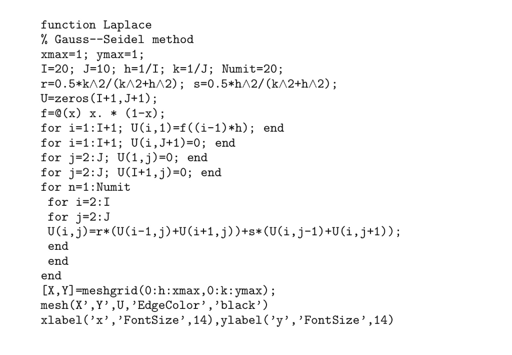 use function Laplace below to approximate U inside the boundary and use