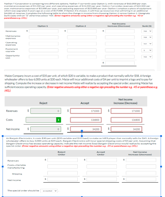  Nathan T Corporation is comparing two different options. Nathan T currently