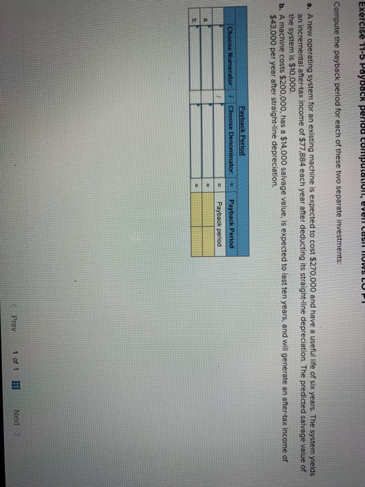  Compute the payback o. A new operating system for an existing
