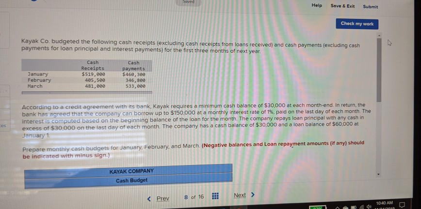  Saved Help Save & Exit Submit Check my work Kayak Co.