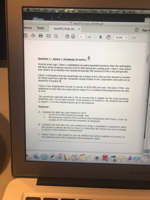  Excel File Edit ViewInsert Format Tools Data Window Acct375 Final 2020W.pdf