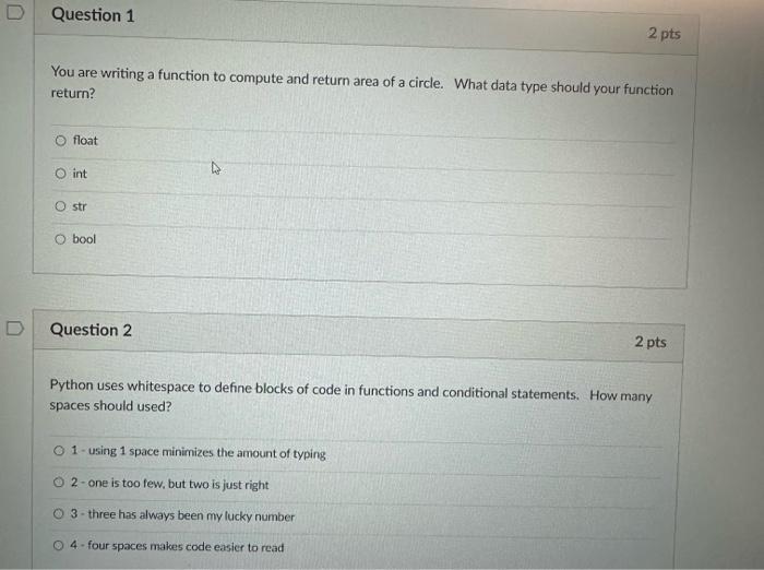  You are writing a function to compute and return area of