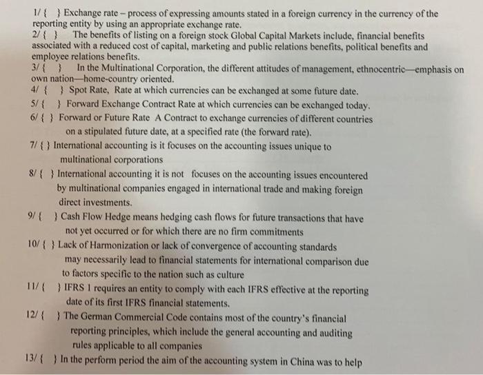  plz answer true or false only 1/ \{ Exchange rate -