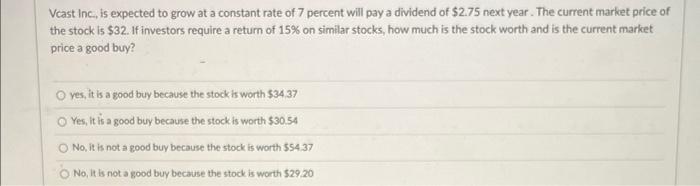 step by step please Vcast inc., is expected to grow at a