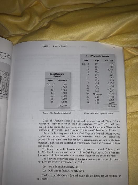 the February bank water (Frue 920b). If these items write a check