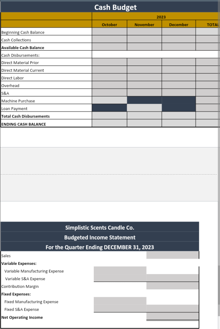 & \\ \hline Cash from Prior Month & & & & \\