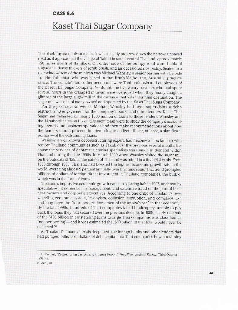 1. List the auditing problems regarding the case. CASE 8.6 Kaset Thai