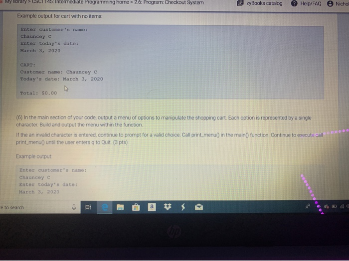 11:59 PM 2.6 Program: Checkout System This assignment requires you to build