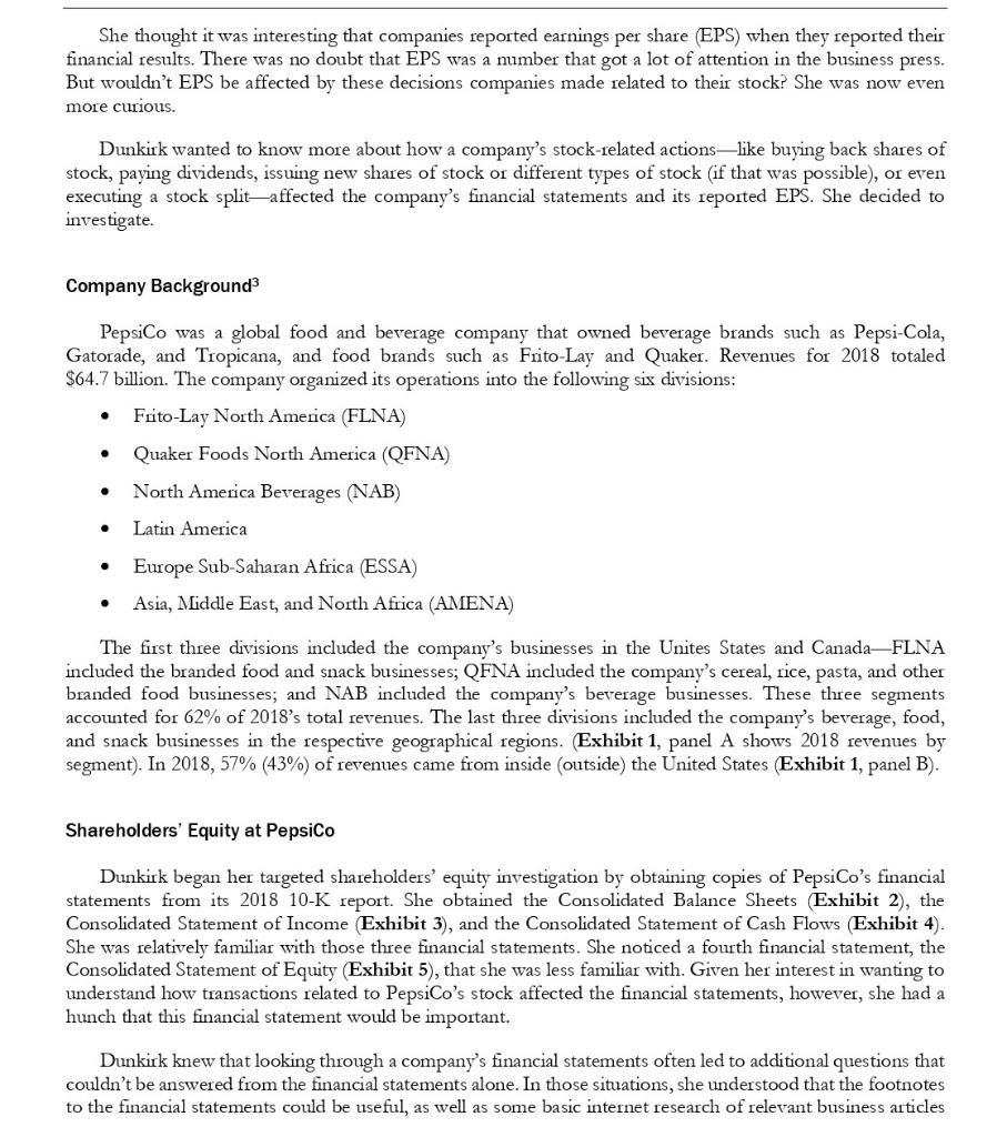 the module section and submit your analysis. Shareholders' Equity at PepsiCo Having