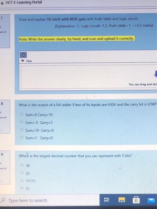 answer fast as you can please e HCT E-Learning Portal 7 Draw