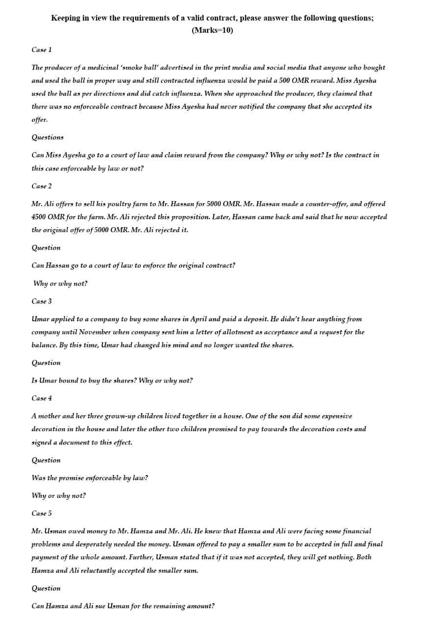 Plz answer these questions by keeping in view the concept of valid