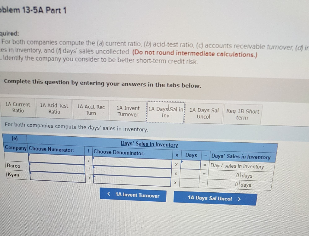 the drop menu options for c, d, and e: accounts receivable, cost