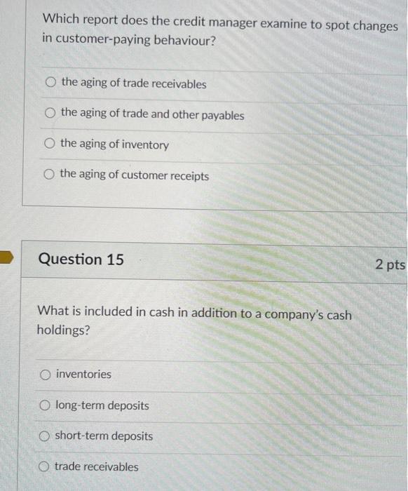  Which report does the credit manager examine to spot changes in